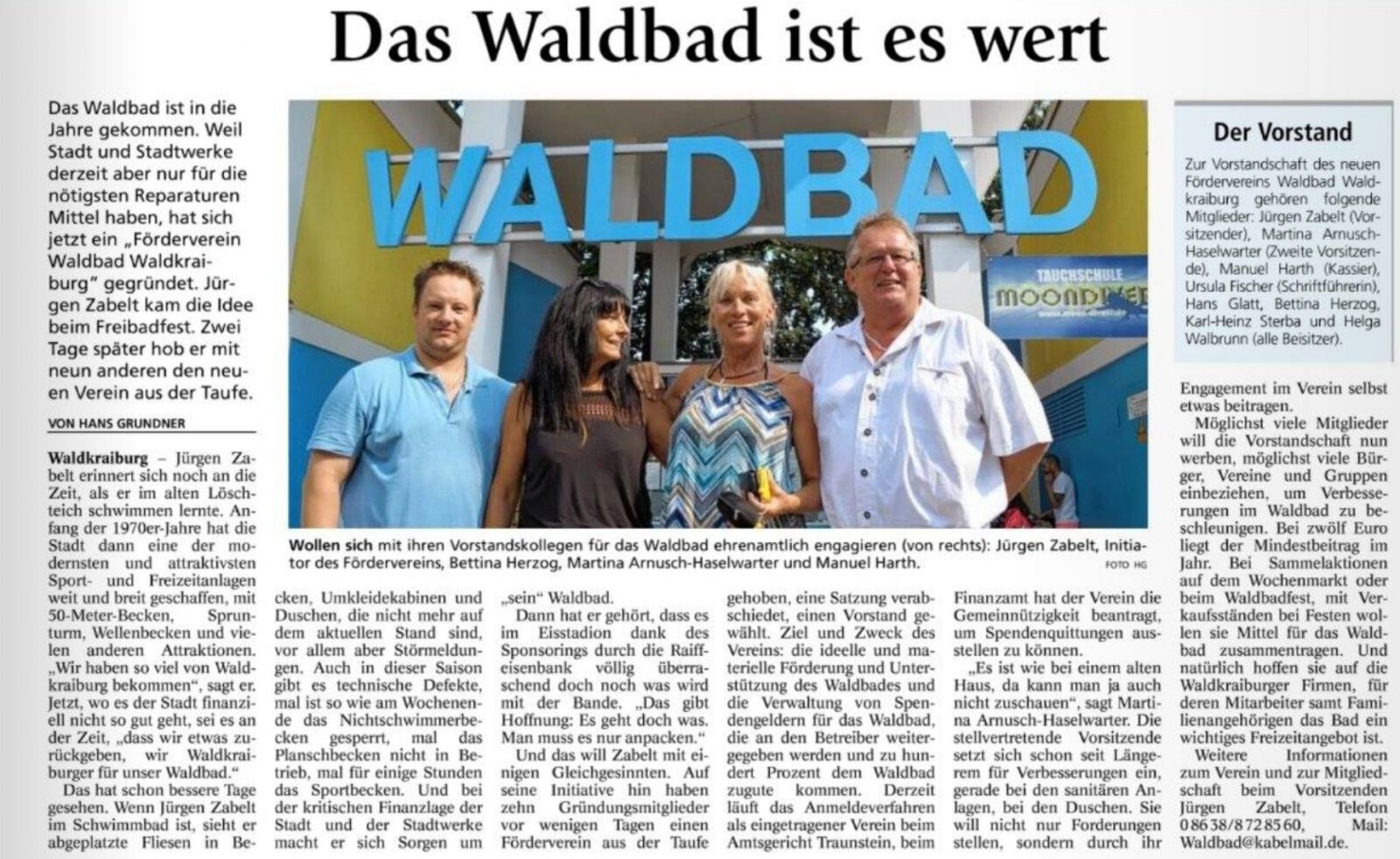 Artikel über die Vereinsgründung 2016.
Waldkraiburger Nachrichten/OVB
27.7.2016