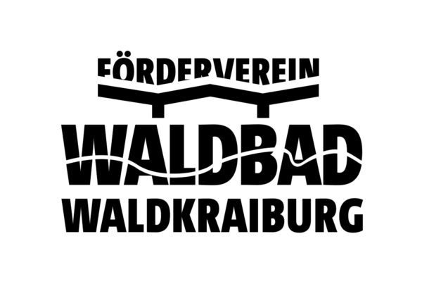 Logo "Förderverein Waldbad Waldkraiburg", schwarz-weiss