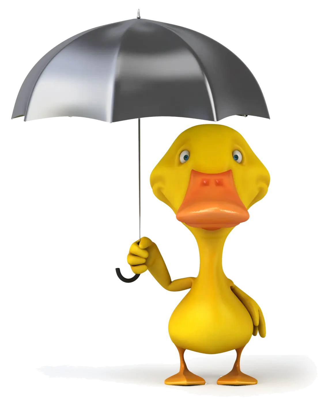 Comic-Ente mit Regenschirm